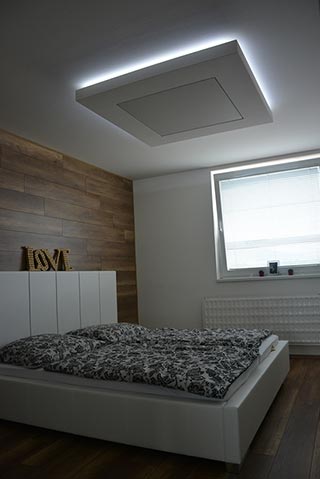 Sadrokartónový svetelný strop do spálne
